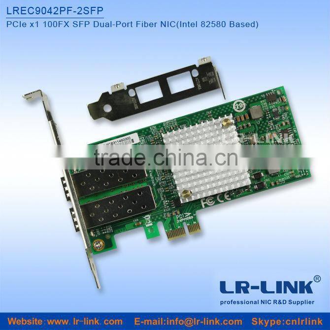LREC9042PF-2SFP PCIe x1 100FX Dual SFP Port Fiber NIC (Intel 82580 Based) Unique Modle in the world