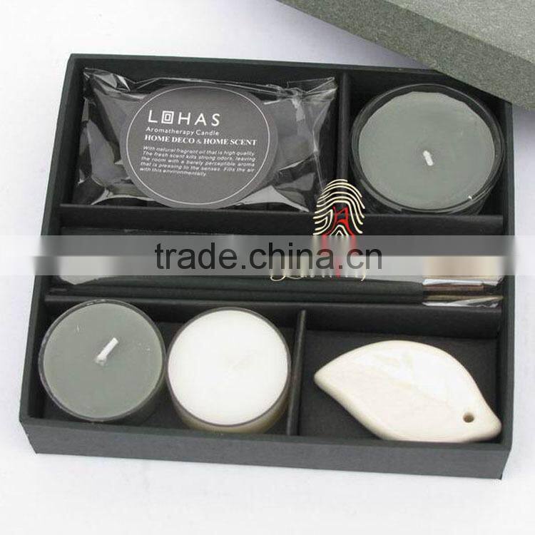 Glass scented candle set with incense stick and incense cone