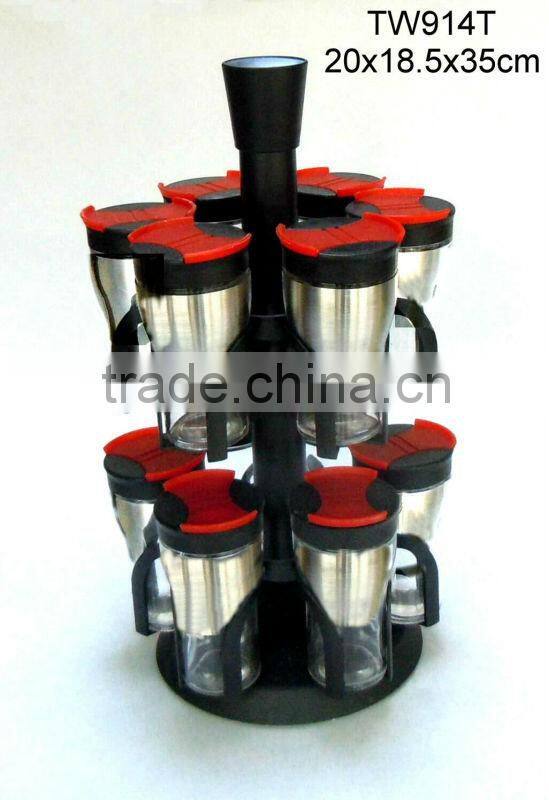 TW971 glass spice jar spice shaker 12pcs set with plastic lid and stand