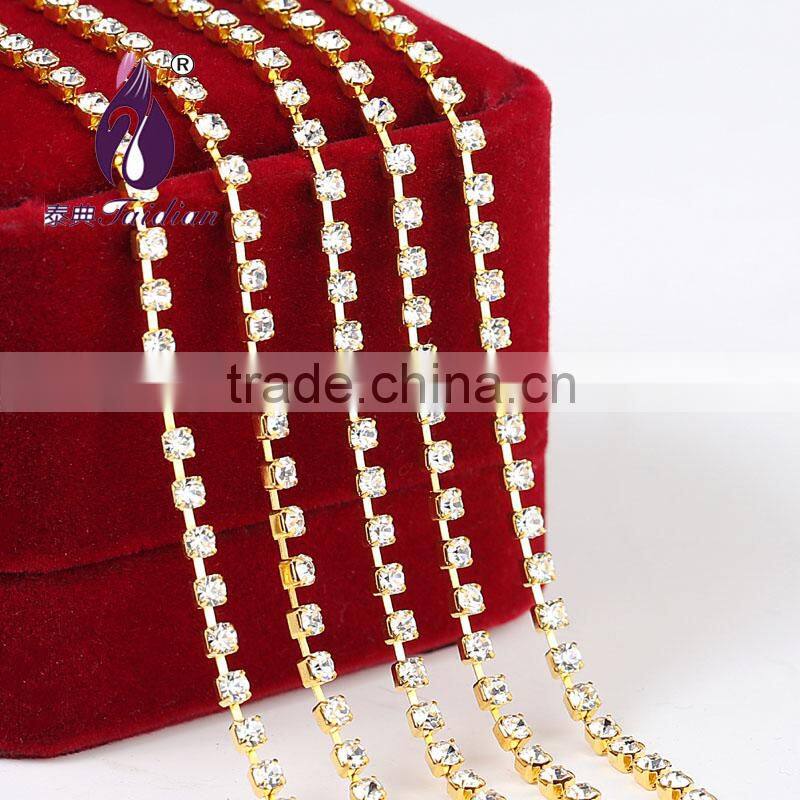 ss22 gold Single row Rhinestone cup chain for Garment Decoration Bags Nail Art