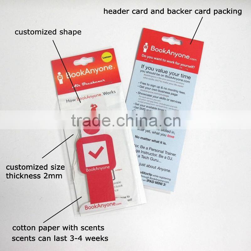 professional supplier custom scent logo printable square car air freshener