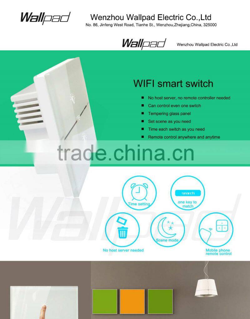 Hot Sales Wallpad White Glass LED 110~250V Wireless 3 Gang Wifi Electrical Power Remote Control Speed Rotary Fan Wall Switch