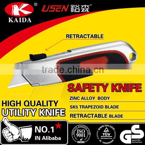 tool cutter 3pcs Trapezoid blade Zinc alloy Auto Retractable Utility Cutter Knife