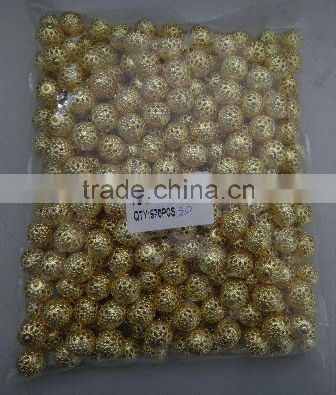 METAL SHIMMERING PAVE'S CARVED BRASS BEADS