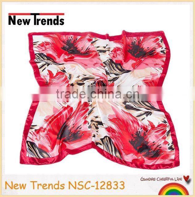 Blue elegant paisley imitate silk square scarf 90*90 cm