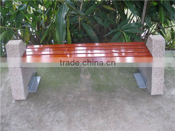 Cement stone outdoor public bench wooden commercial bench