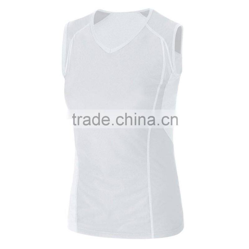 Custom women's sleeveless base layer bike wear flatlock seams running singlet