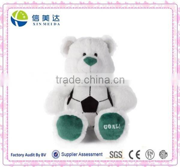 Plush White Soccer Game Mascot Football Bear