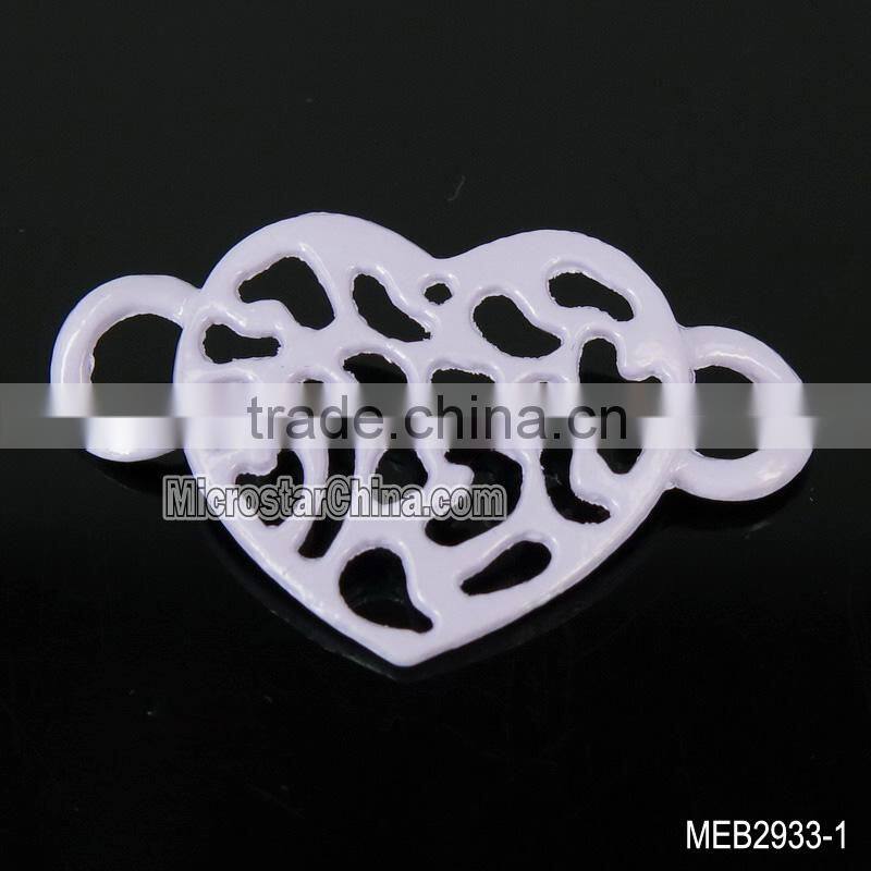 New design spray paint alloy heart connector jewelry bracelet necklace connector