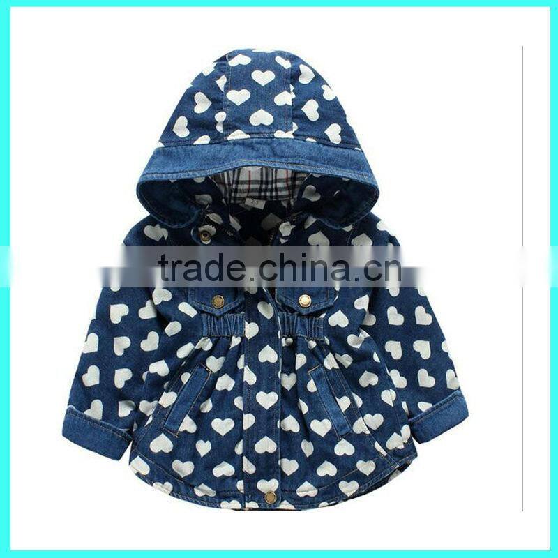 wholesale autumn hooded jacket baby girl jeans jacket