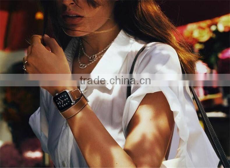 New 1:1 Original Quality Cuff Bracelet Strap Leather Watchband for Apple Watch Band 42mm 38mm With Metal Adapters