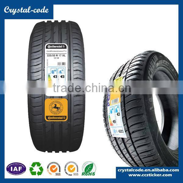 Adhesive Auto tyre lable sticker with any size, shape, color and material