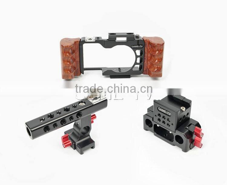 CAME-TV Rig For S ony A6300 Camera Cage With Wooden Handle