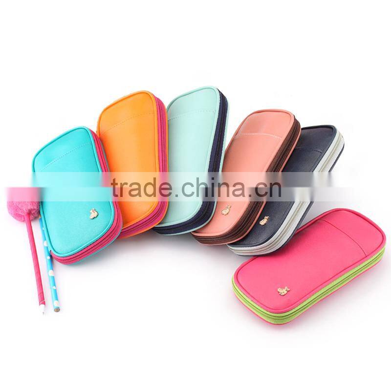 Candy Color Pencil CasePortable Multifunction Solid Color Pencil Box Pouch Fashion Pencil Bag Free Shipping