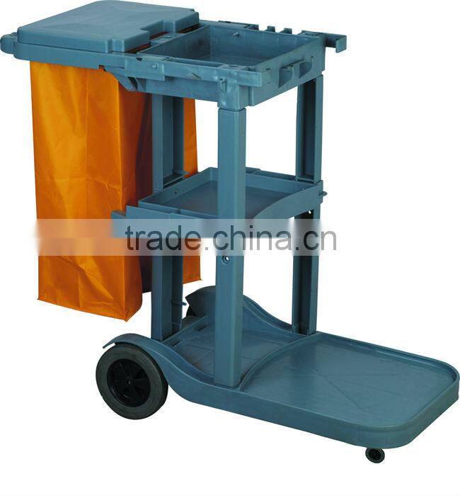 Hot Sell Hotel Plastic 4 Wheels Maid's Janitor Cart/Room Housekeeping Service Cleaning Trolley
