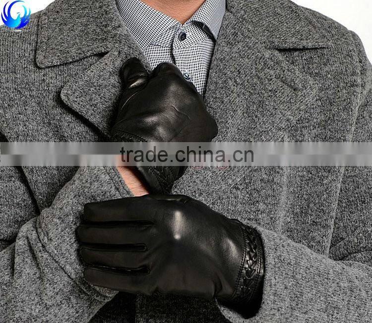 Classic fashion warm men's sheepskin leather hand gloves