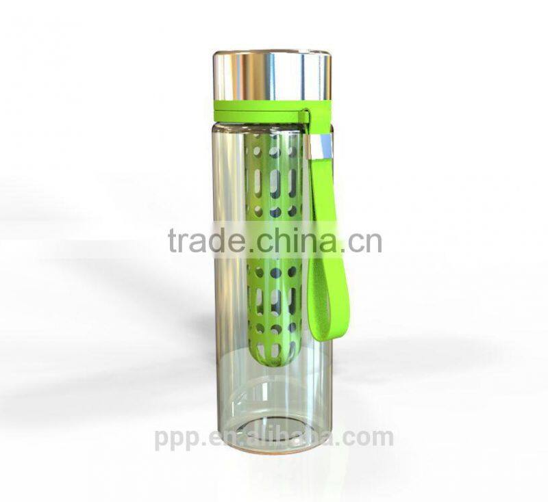 Plastic water bottle with strainer/ clear plastic water bottles