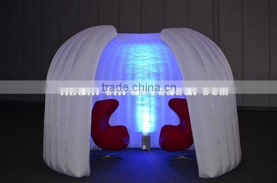 Inflatable Structure The inflatable office pod with coloured lighting