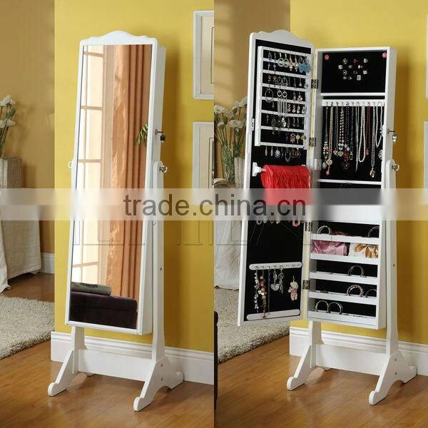 wooden modern jewelry cabinet mirror