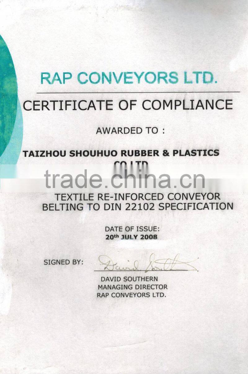 White color rubber conveyor belt for food