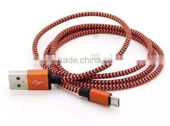 Factory price 1M For Samsung Fabric Braided Micro USB Cable with data and charging cable