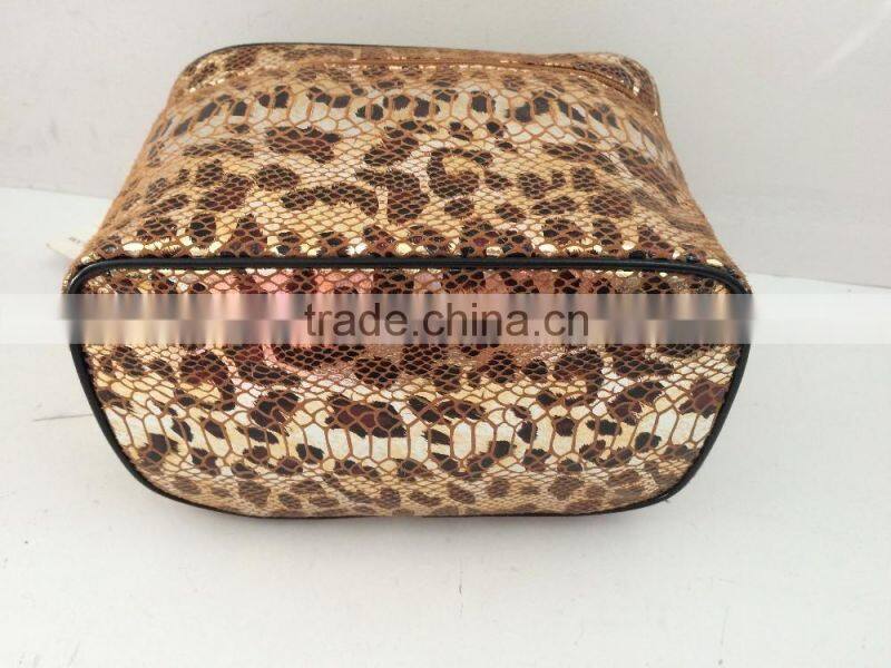 New Designer snake skin gold pu cosmetic bag