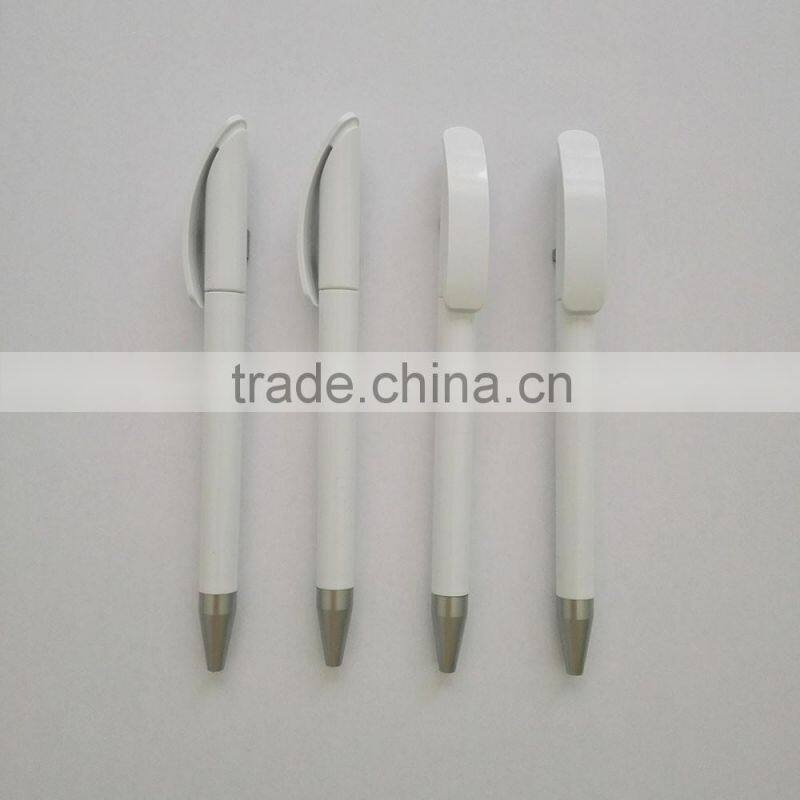 white plastic ball pen twist action pen with bow shape clip