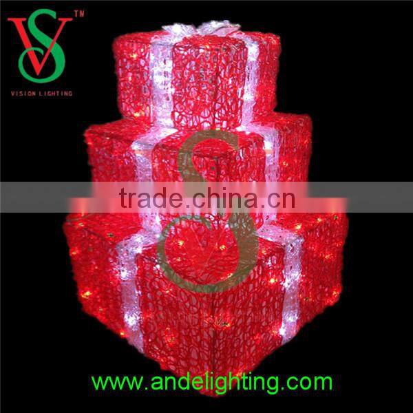 China supplier ABS motif light new sculpture gift box light Christmas ornament