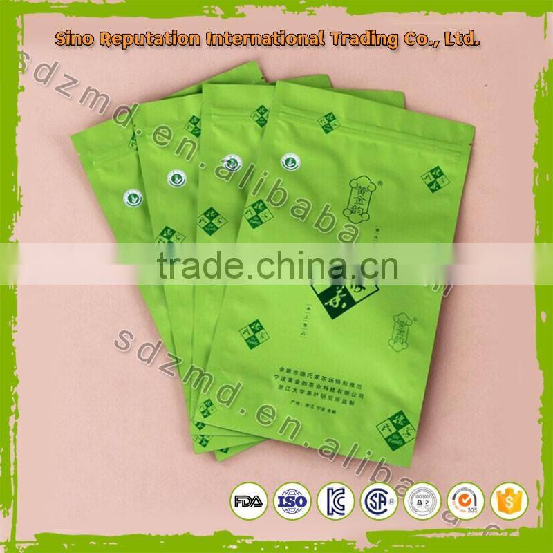 Best price 3 side sealed aluminum foil tea bag with zipper top
