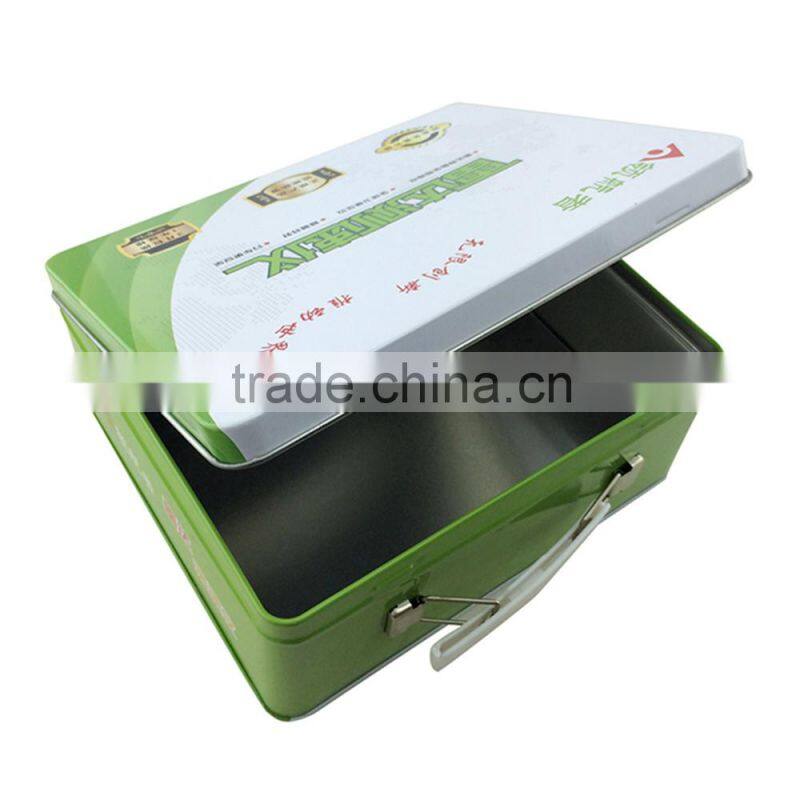 Custom design lunch handle mental tin box /food packing