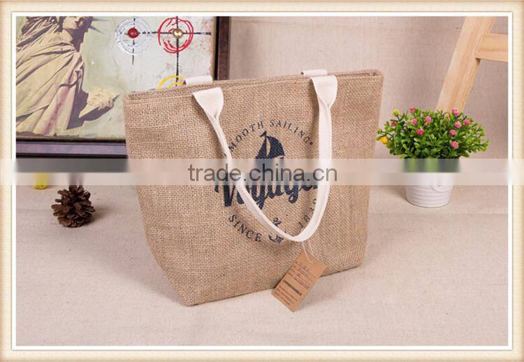 2015 Newest Fashion Jute Lady Bag For Shopping