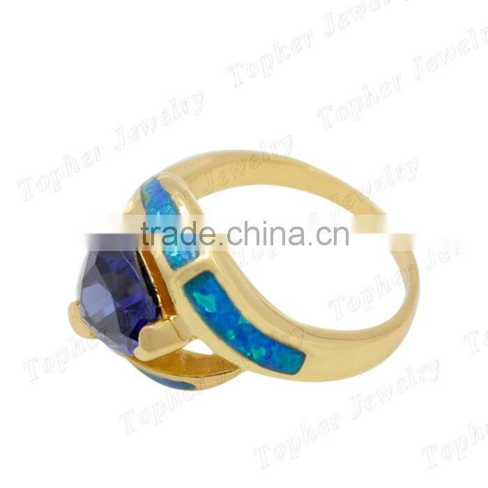 new opal gemstone jewelry gold plated ring