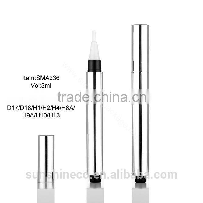 SMA236--3ml cosmetics pen with brush applicator/ empty click metal pen/ tube packaging