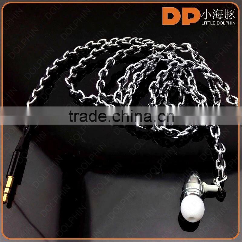 cheap and stylish headphones noise cancelling metal chain OEM earphone