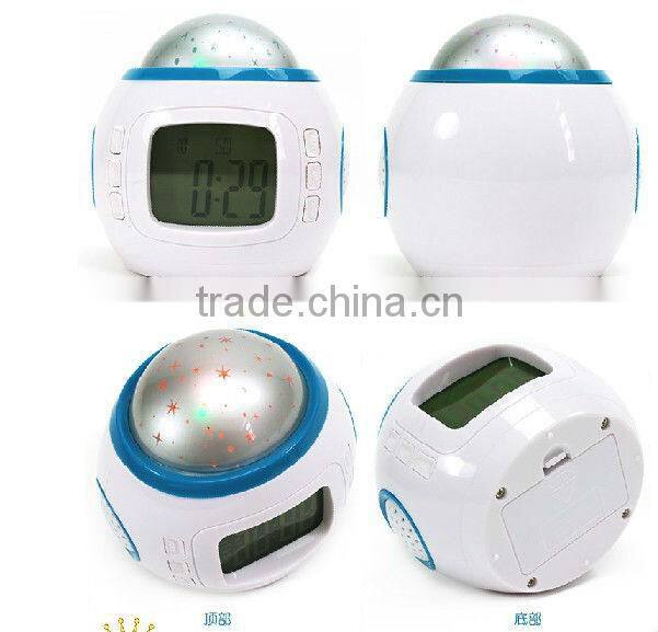 pretty decorative table desk digital LED star projector alarm clock