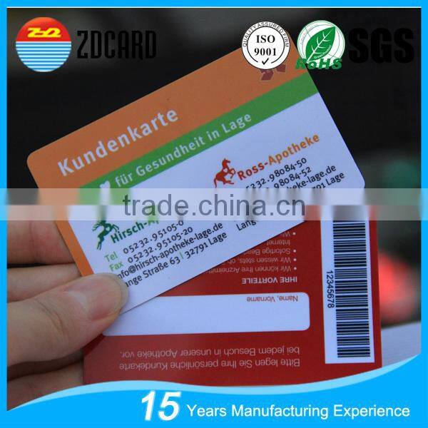 CR80 Printable PVC Barcode Plastic Loyalty Card
