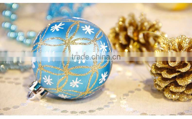 6cm Gold Blue Christmas tree ornaments holiday activities space decoration ornaments