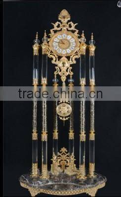 Brilliant Crystal Combined Gold Gilt Brass and Marble Clock, Home Decorative Pendulum Clock