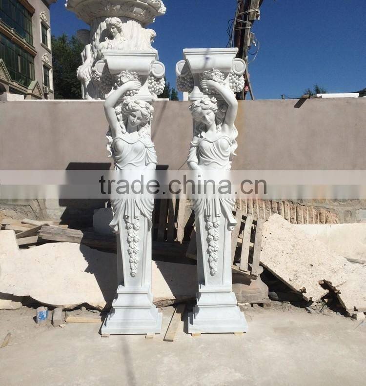 Stone carving cheap white marble caryatids 2.4 meters high