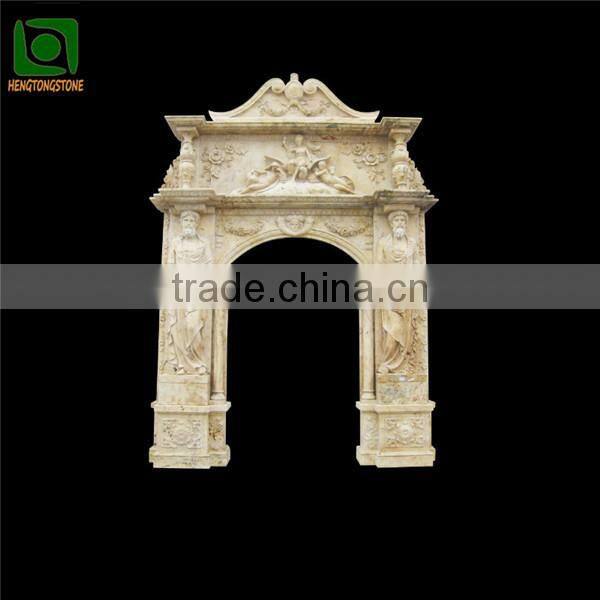 Yellow Marble Figure Carved Door Surround