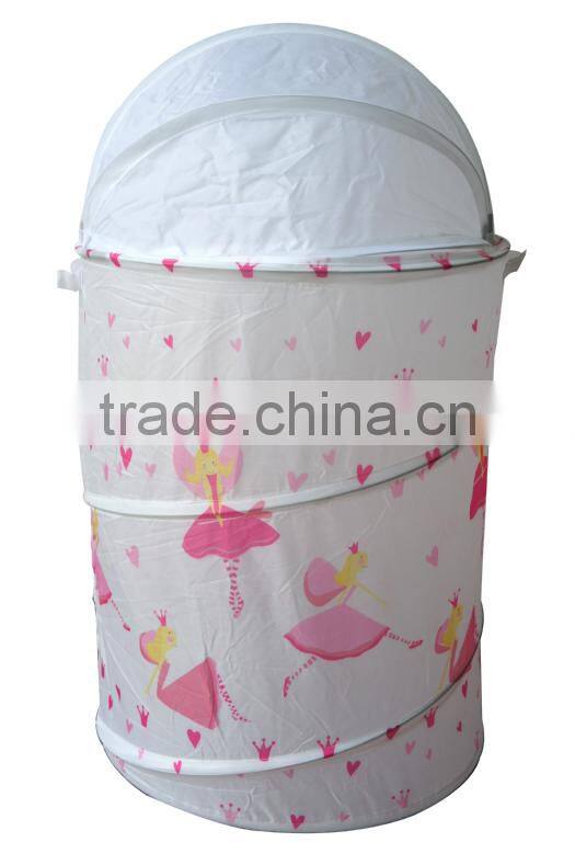 Store More Cute Design Pink Heart Printed Covered Fabric Storage Tub