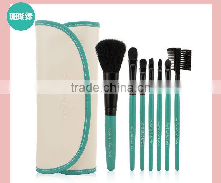 Popular Hot Selling Colorful 7 in 1 Make-Up Brush Set High Quality Comestic Brush With CROCO Bag For Brushes