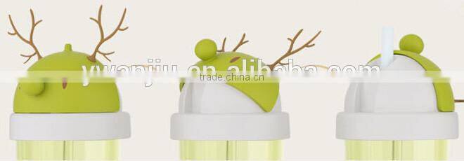 Supply fashion cartoon portable antlers straw cup (360ml)
