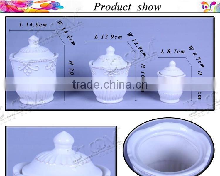 Flower shape white glaze ceramic coffee creamer container