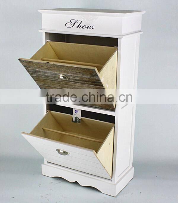 Modern White And Brown Two Drawer Shoe Store Furniture