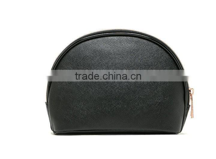 pure colour woman simple black cosmetic bag Pu leather Shell package