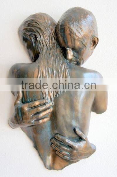 New products indoor abstract lover huging bronze relief wall sculpture