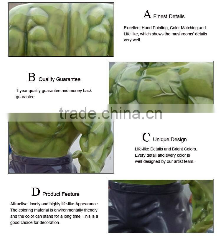outdoor decoration wholesale resin craft fiberglass life size hulk statue