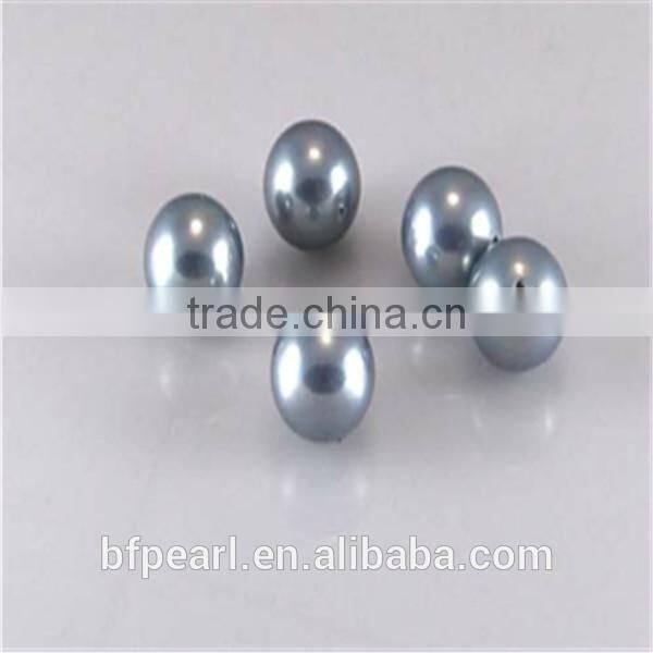Bead Jewelry Half-drilled 10mm Silver Round Shell Pearl Bead for Earrings or Pendent
