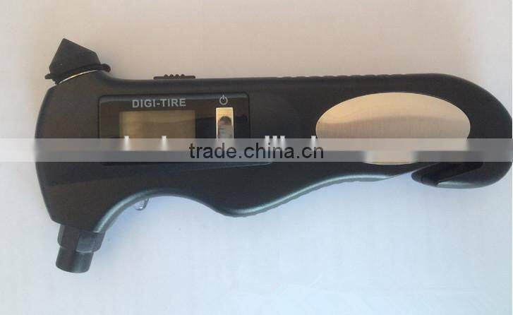 Multifunction Emergency Tool Digital Tire Pressure Gauge with Safety Hammer